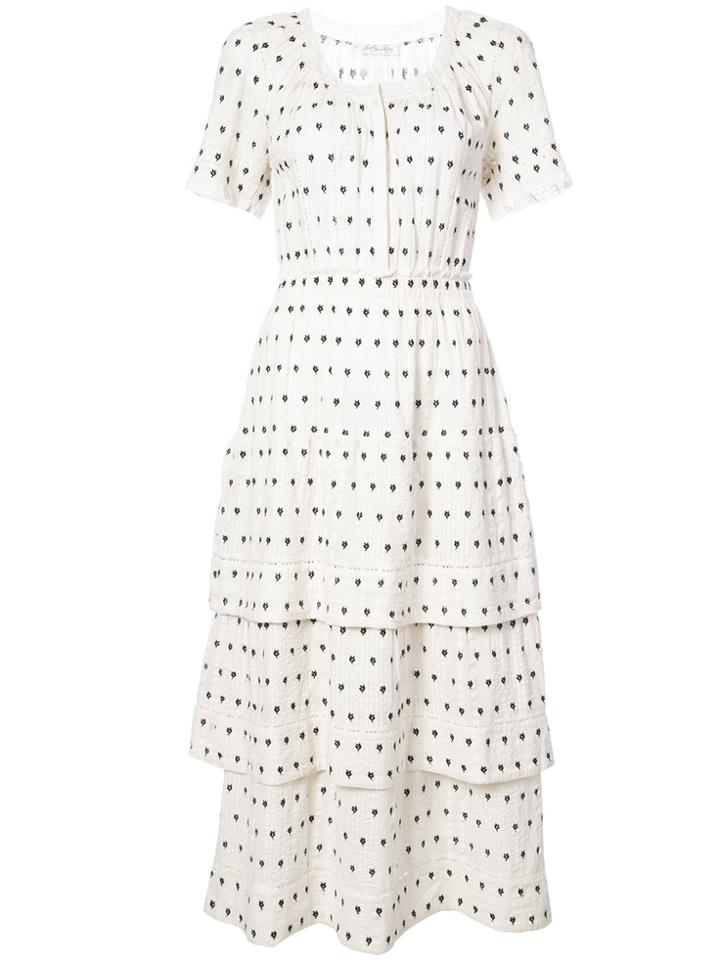 Love Shack Fancy Layered Button Down Dress - White
