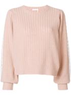 See By Chloé Lace Panel Cropped Sweater - Nude & Neutrals