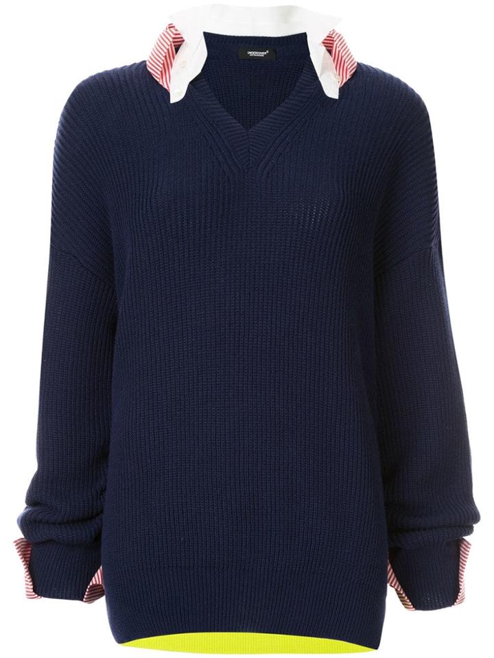 Undercover Layered Knitted Sweater - Blue