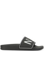 Nº21 Logo Open-toe Slides - Black