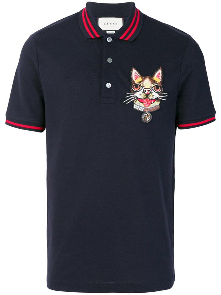 Gucci Dog Patch Polo Shirt - Blue