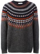 Closed Intarsia Knit Jumper, Men's, Size: Large, Grey, Nylon/alpaca/wool