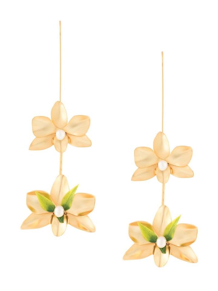 Mercedes Salazar Floral Drop Earrings - Gold