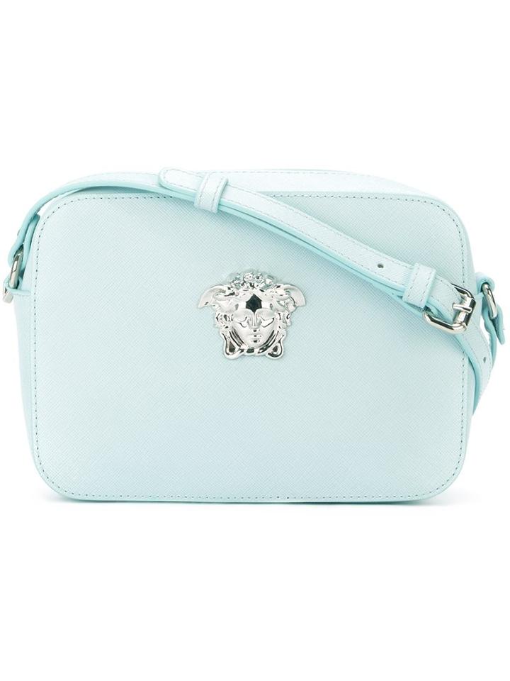 Versace 'palazzo Medusa' Shoulder Bag, Women's, Blue, Calf Leather