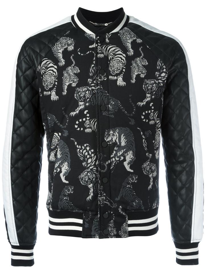 Philipp Plein Deep Bomber Jacket, Size: Medium, Black, Cotton/nylon/spandex/elastane/polyester