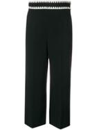 Red Valentino Embroidered Waistband Cropped Trousers - Black
