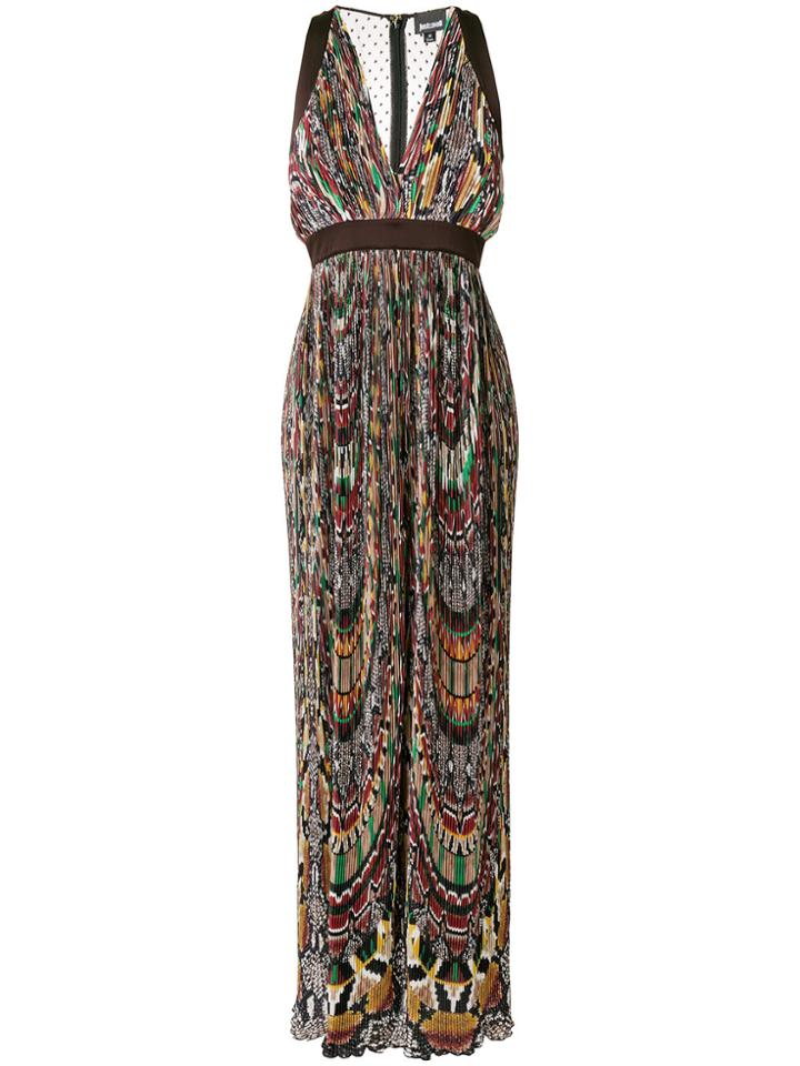 Just Cavalli Printed Micro Pleat Dress - Brown