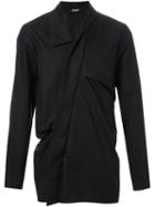 Moohong High Collar Draped Shirt, Men's, Size: 50, Black, Cotton