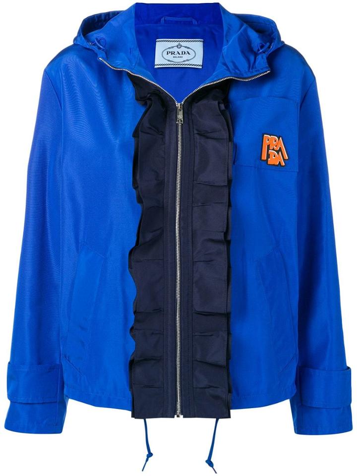 Prada Frilled Technical Jacket - Blue