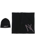 Karl Lagerfeld K/signature Beanie & Scarf Set - Black