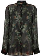 Etro Sheer Floral Print Shirt, Women's, Size: 42, Black, Silk