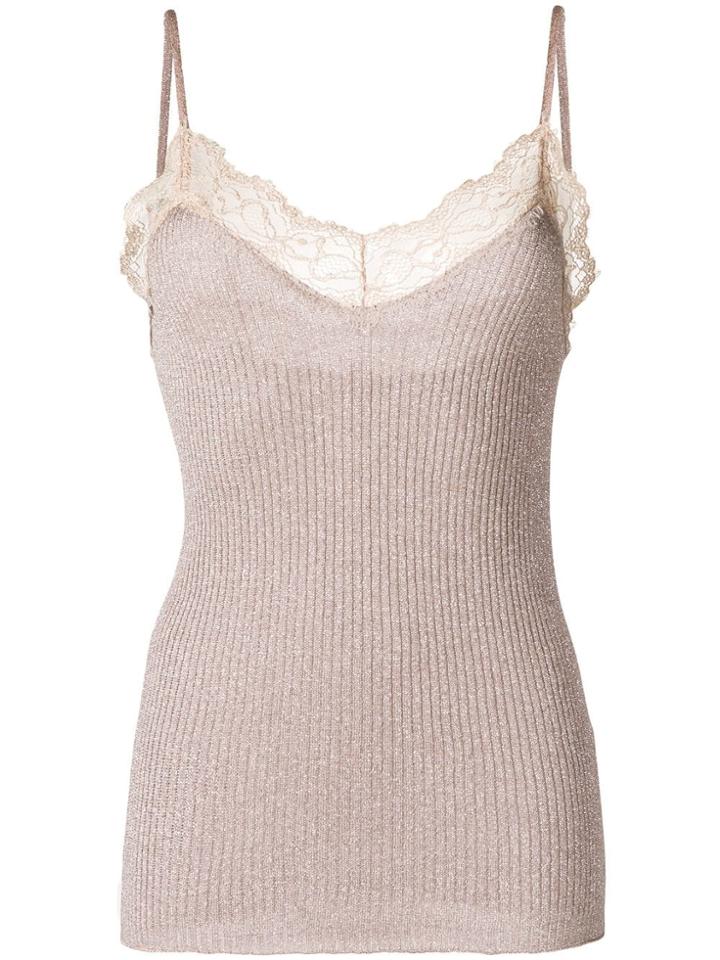 Liu Jo Lace Detailed Slip Top - Neutrals