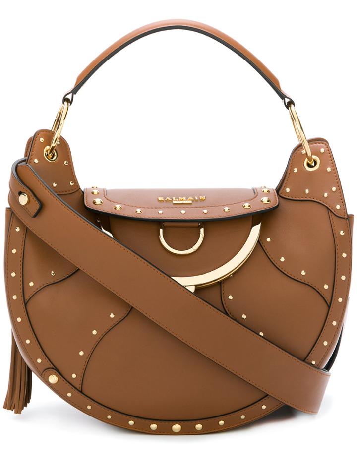 Balmain Domain Full-moon Shoulder Bag - Brown