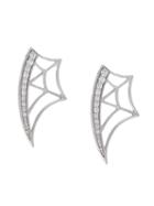 Gisele For Eshvi Diamond Web Earrings, Metallic