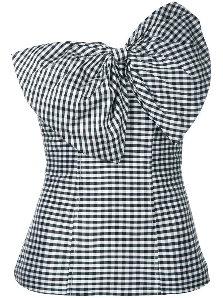 Bambah - Gingham Bow Top - Women - Silk - 14, Black, Silk