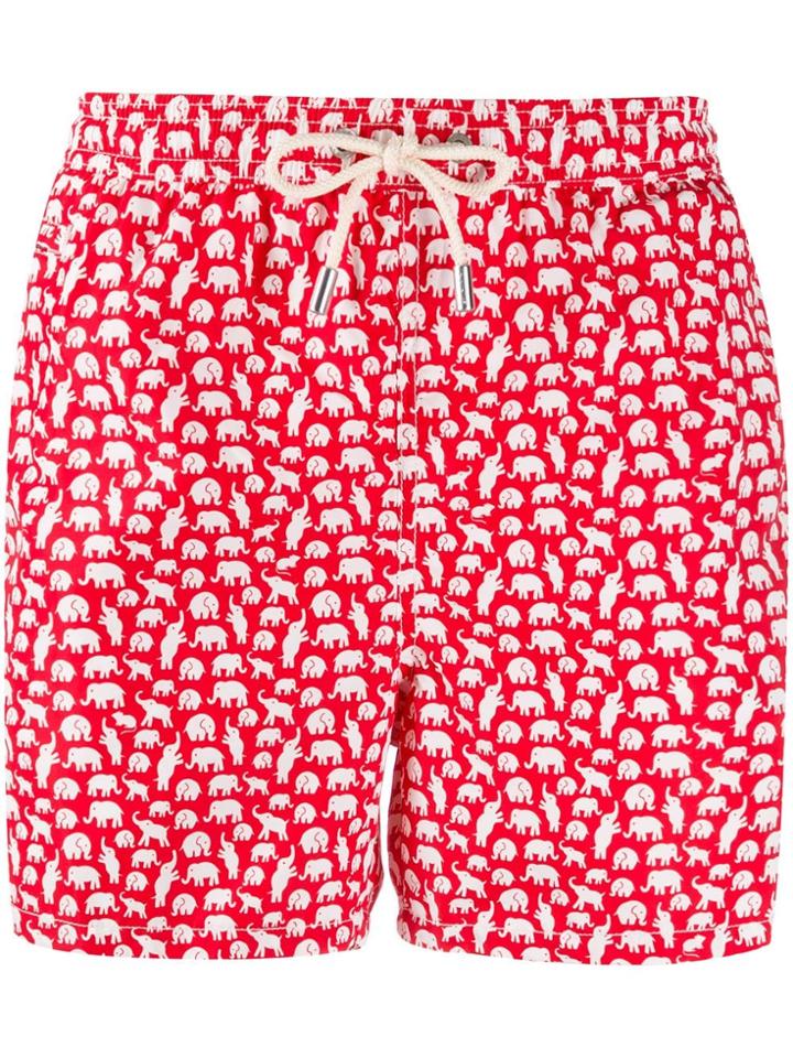 Mc2 Saint Barth Elephant Print Swim Shorts - Red