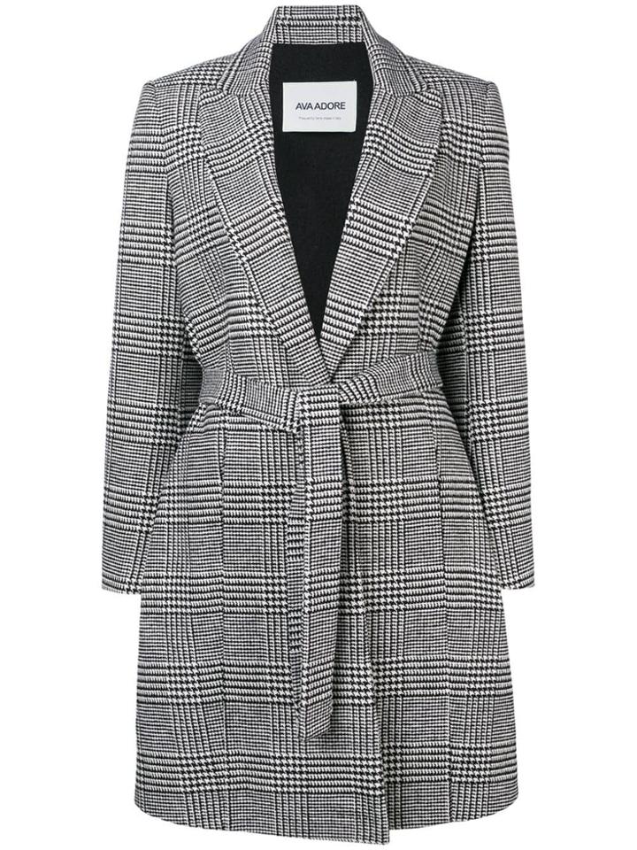 Ava Adore Checkered Midi Coat - White