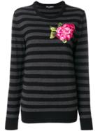 Dolce & Gabbana Embroidered Applique Flower Jumper - Grey