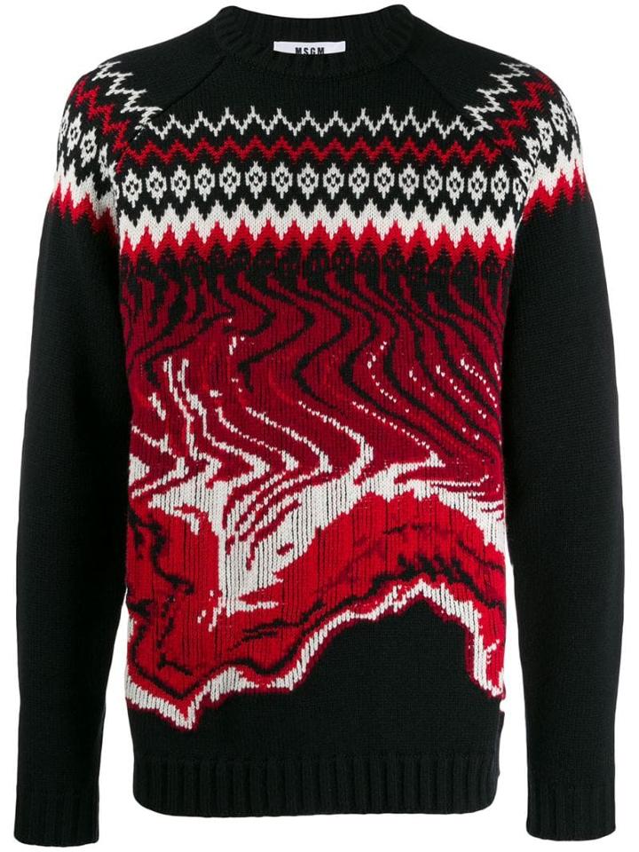 Msgm Fair Isle Wave Jumper - Black