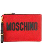 Moschino Logo Glitter Clutch - Red
