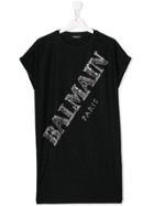 Balmain Kids Teen Embellished Logo T-shirt - Black