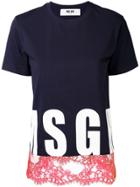 Msgm Lace Detail T-shirt - Blue