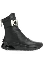 Balmain Logo Plaque Ankle Boots - Black