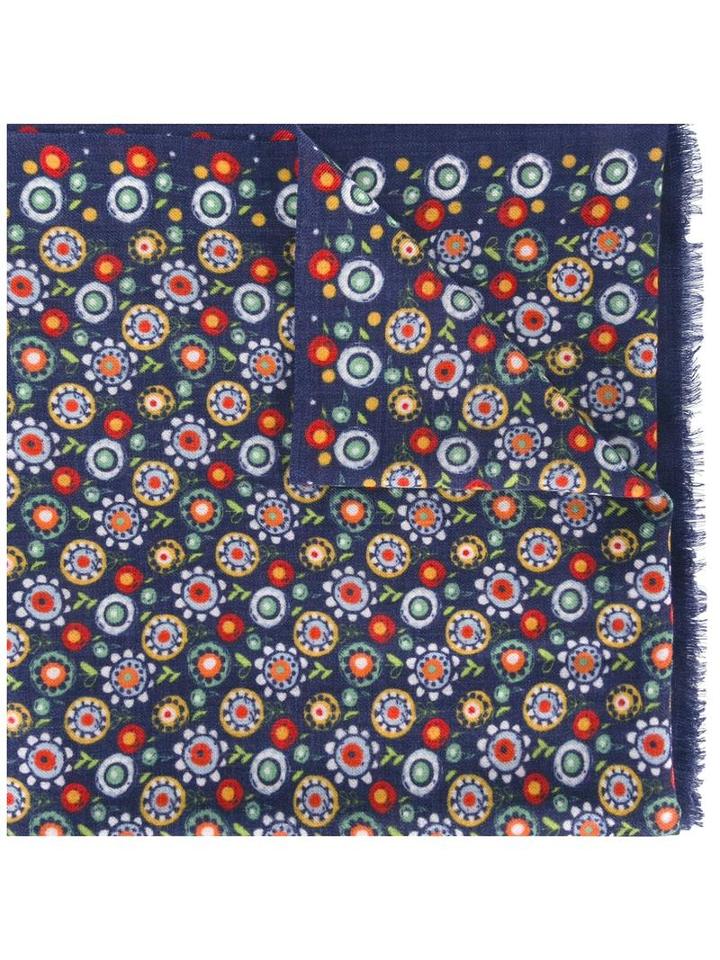 Fefè Round Pattern Scarf, Adult Unisex, Blue, Wool