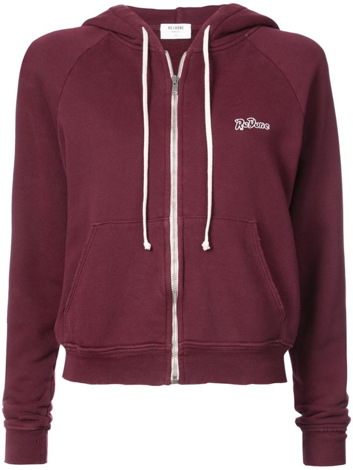 Re/done Zip Hoodie With Embroidery - Red