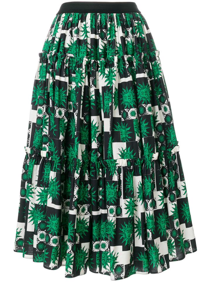 Fausto Puglisi Tropical Print Full Skirt - Green