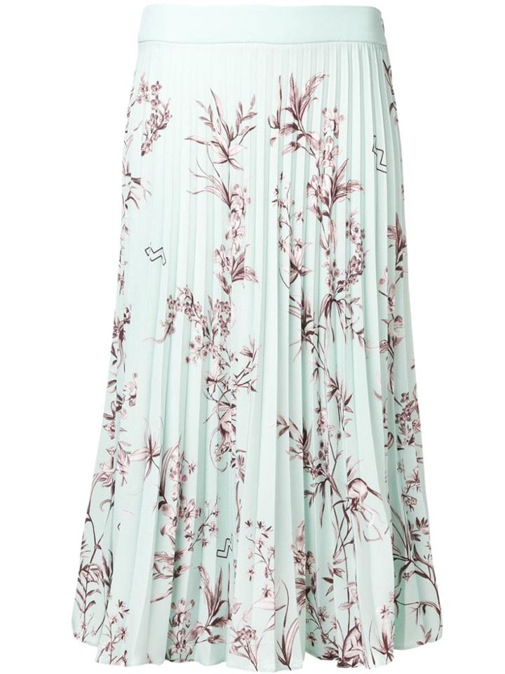 Ssheena Pleated Floral Print Skirt - Green