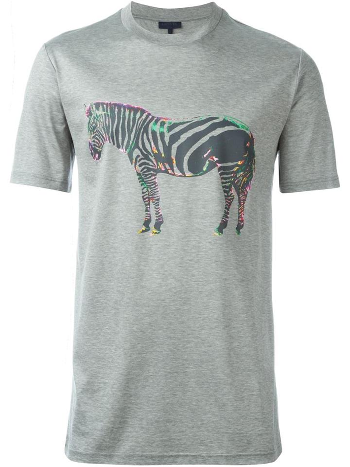 Lanvin Zebra Print T-shirt, Men's, Size: S, Grey, Cotton
