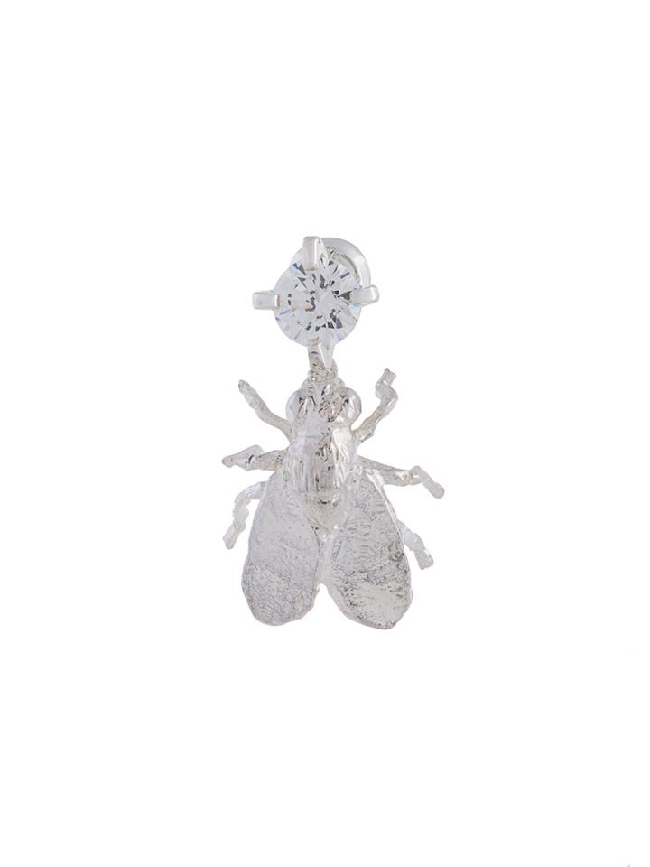 E.m. Crystal Stud Fly Earring - Metallic