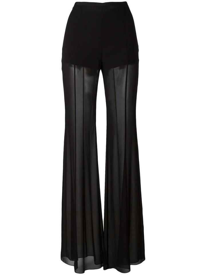 Alberta Ferretti Sheer Flared Trousers, Women's, Size: 44, Black, Silk/acetate/other Fibers