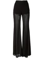 Alberta Ferretti Sheer Flared Trousers, Women's, Size: 44, Black, Silk/acetate/other Fibers