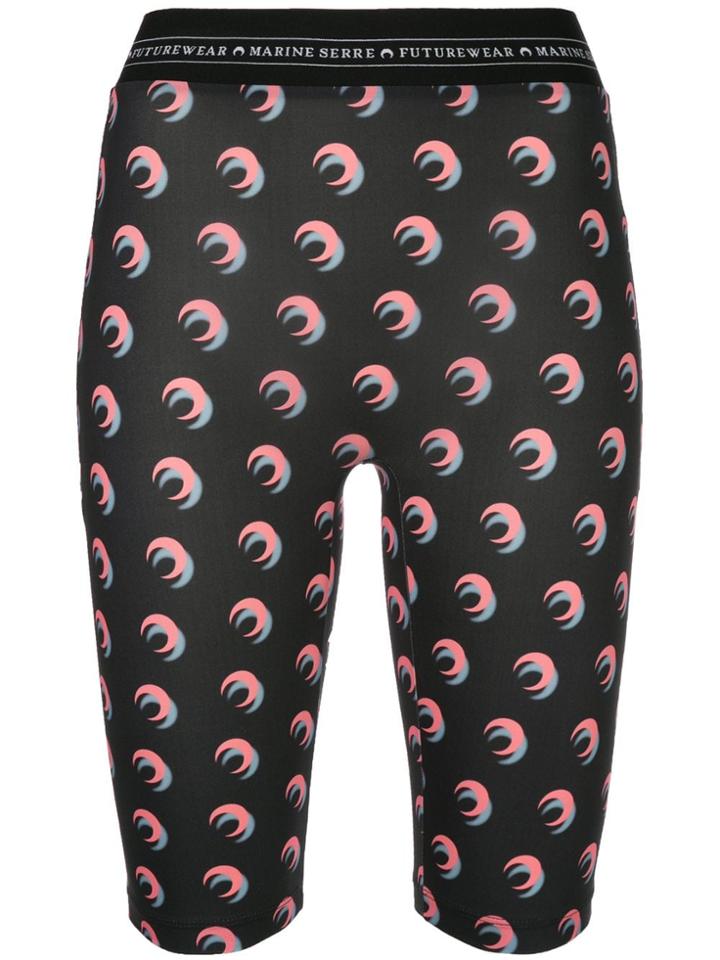 Marine Serre Iconic Moon Print Cycling Shorts - Black