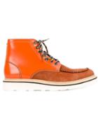 Dsquared2 Contrasting Panel Lace-up Boots, Men's, Size: 43, Yellow/orange, Leather/suede/rubber