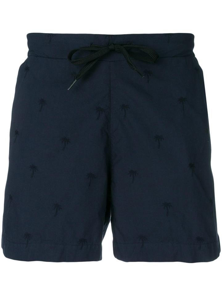 Tomas Maier Palm Tree Embroidered Shorts - Blue