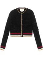 Gucci Knitted Cardigan With Web - Black