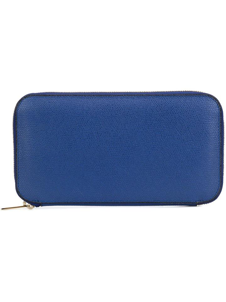 Valextra Zip Around Wallet - Blue