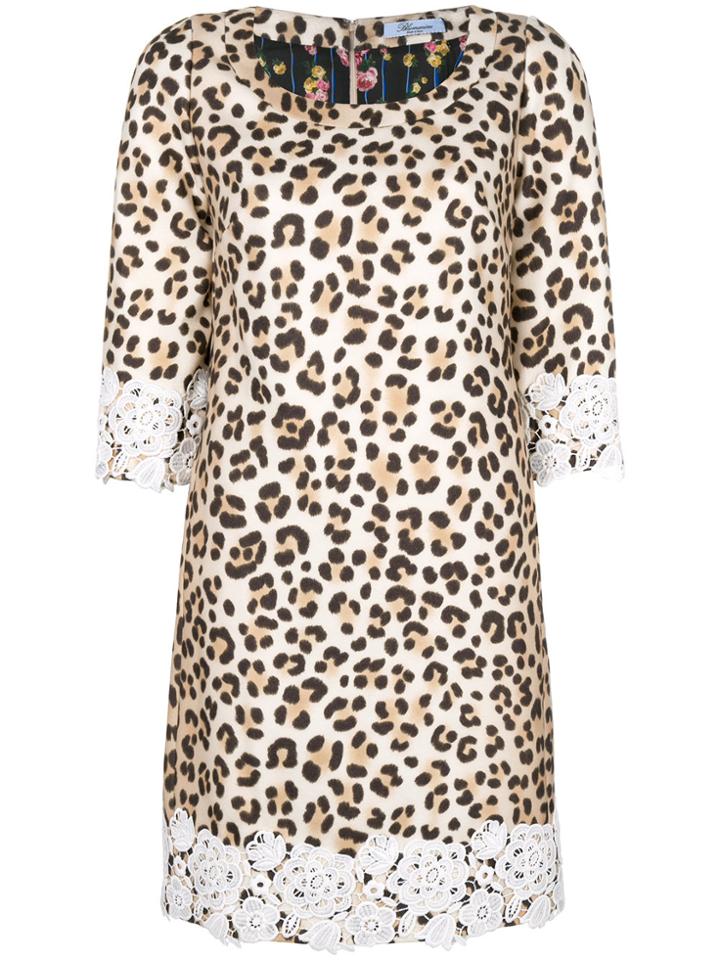 Blumarine Leopard Print Shift Dress - Nude & Neutrals