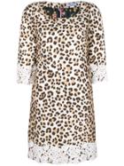 Blumarine Leopard Print Shift Dress - Nude & Neutrals