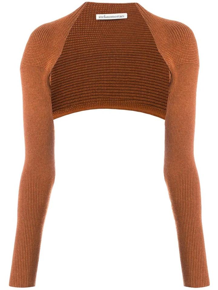 Stefano Mortari Shoulder Accent Knit Shrug, Women's, Size: 44, Yellow/orange, Virgin Wool