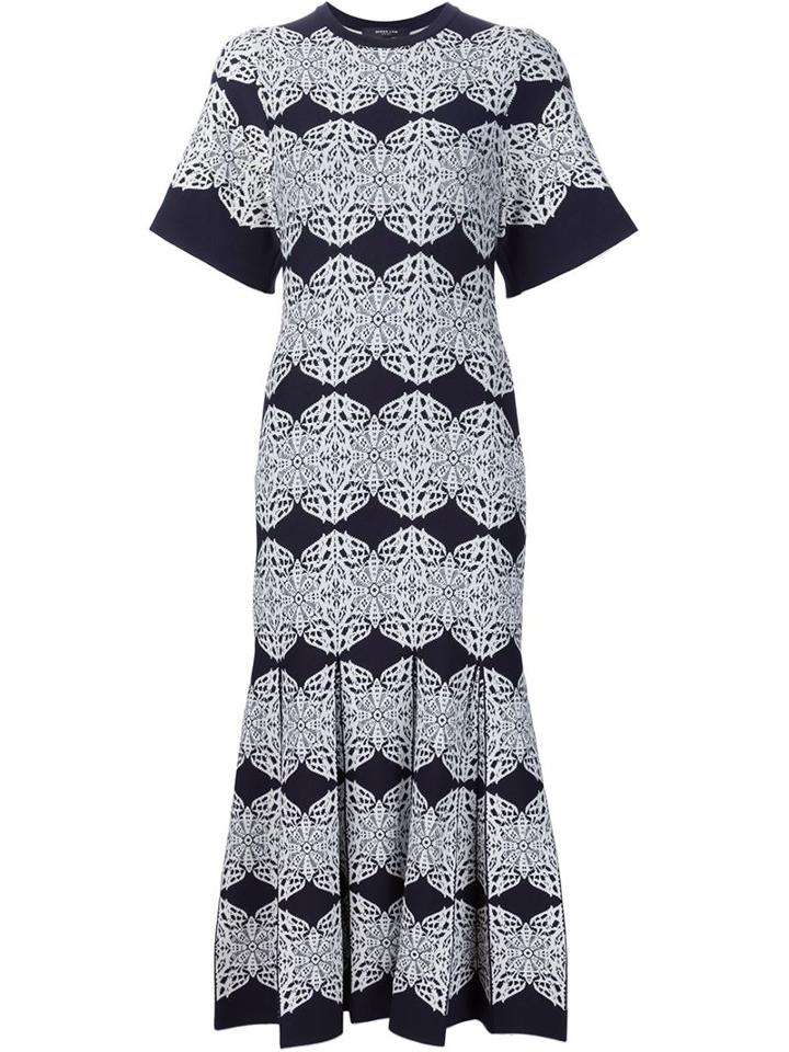 Derek Lam Patterned Knit Dress, Women's, Size: Xs, Black, Polyamide/spandex/elastane