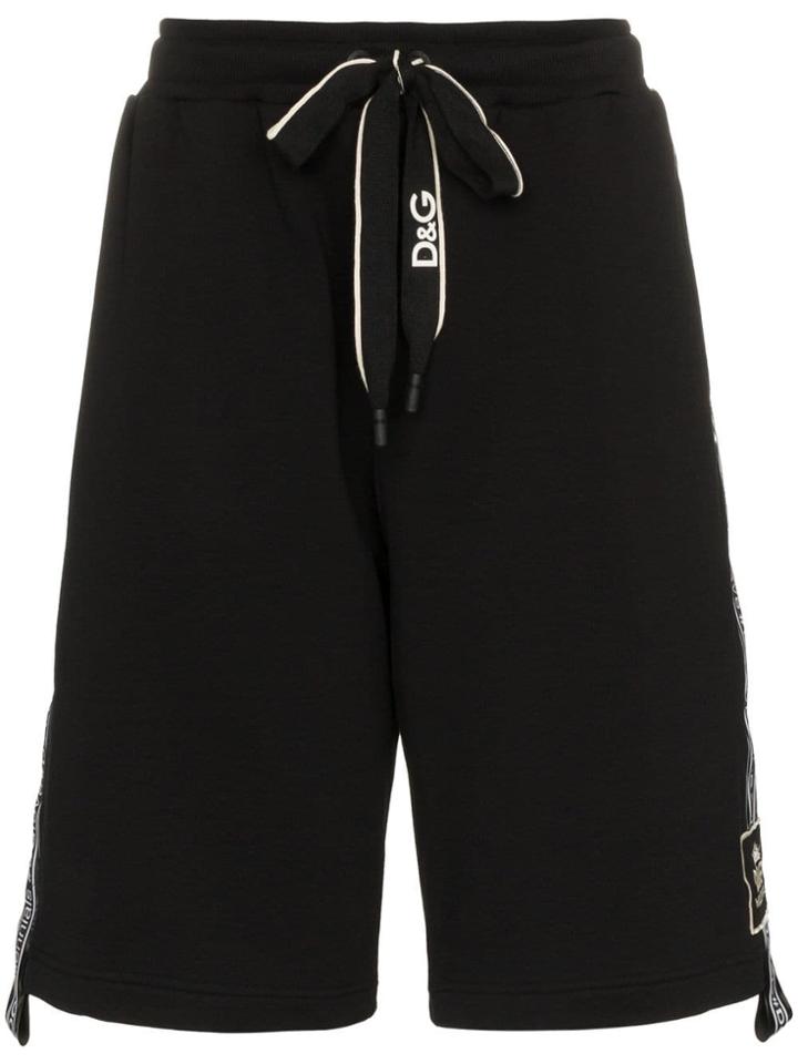 Dolce & Gabbana Ticker Tape Logo Cotton-blend Shorts - Black