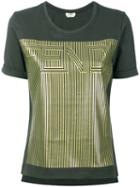 Fendi - Gold-tone Motif T-shirt - Women - Cotton - 42, Green, Cotton