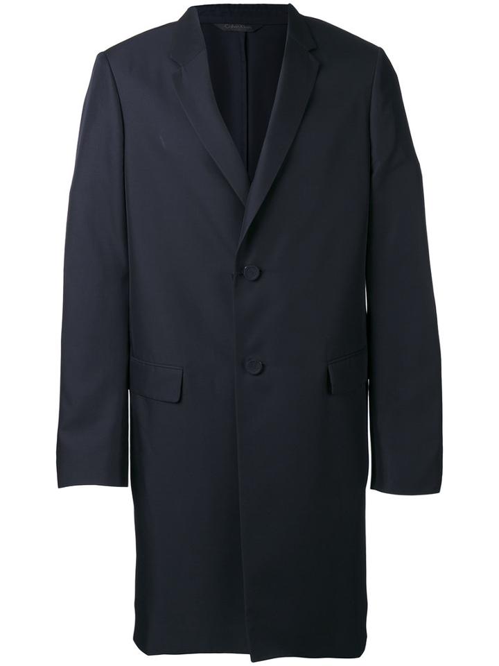Calvin Klein Collection - Single Breasted Coat - Men - Silk/cupro - 46, Blue, Silk/cupro