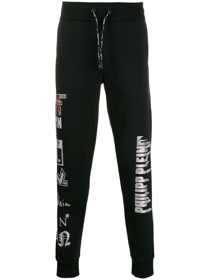 Philipp Plein Rhinestone Logos Track Pants - Black