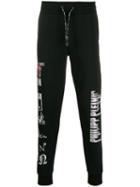 Philipp Plein Rhinestone Logos Track Pants - Black