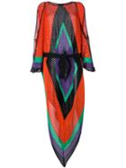 Balmain - Geometric Shoulder Slit Dress - Women - Polyamide/viscose - 40, Yellow/orange, Polyamide/viscose